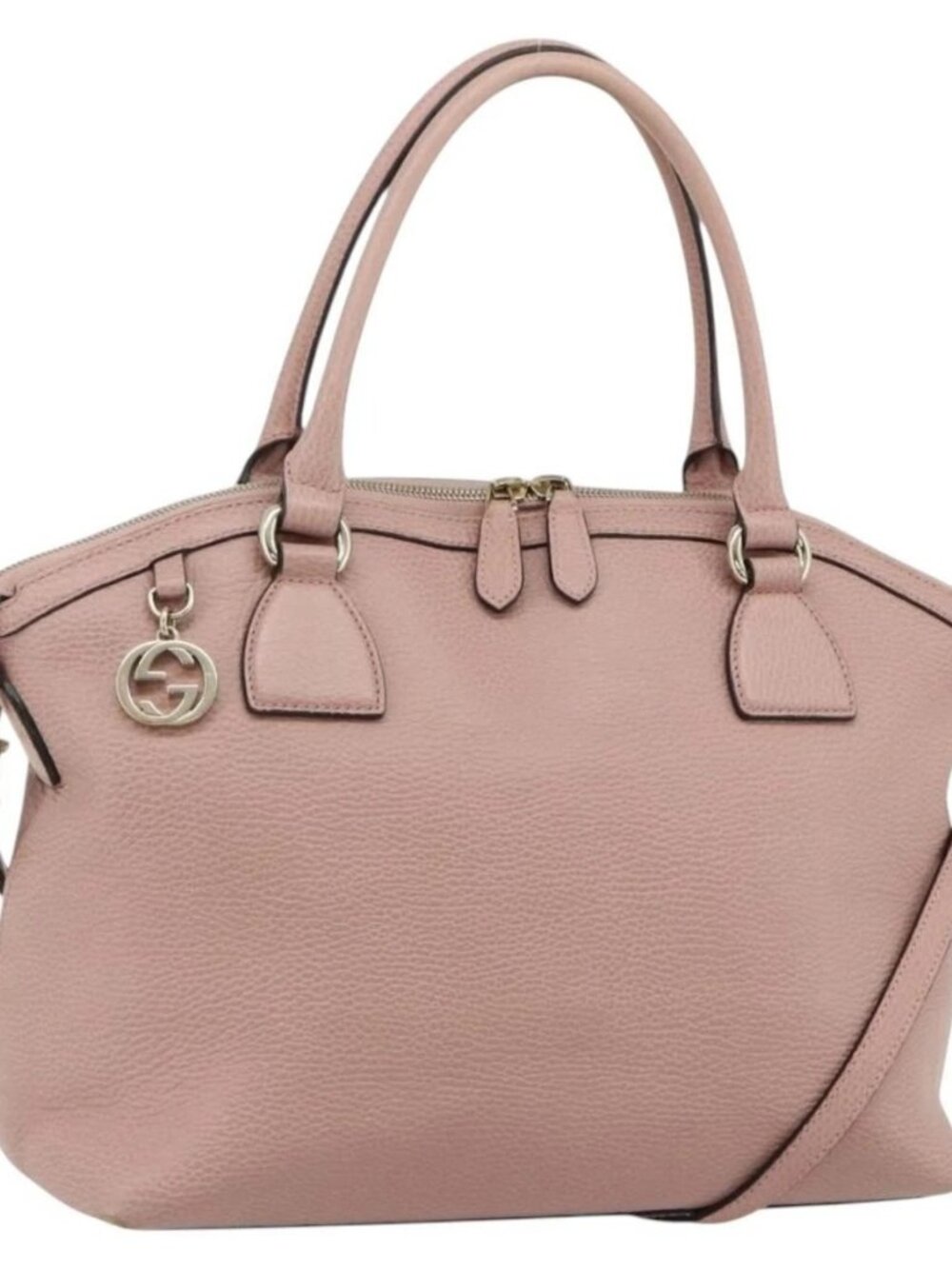 GUCCI Interlocking Hand Bag Leather Outlet 2way Pink Gold 449651 Auth ka4075